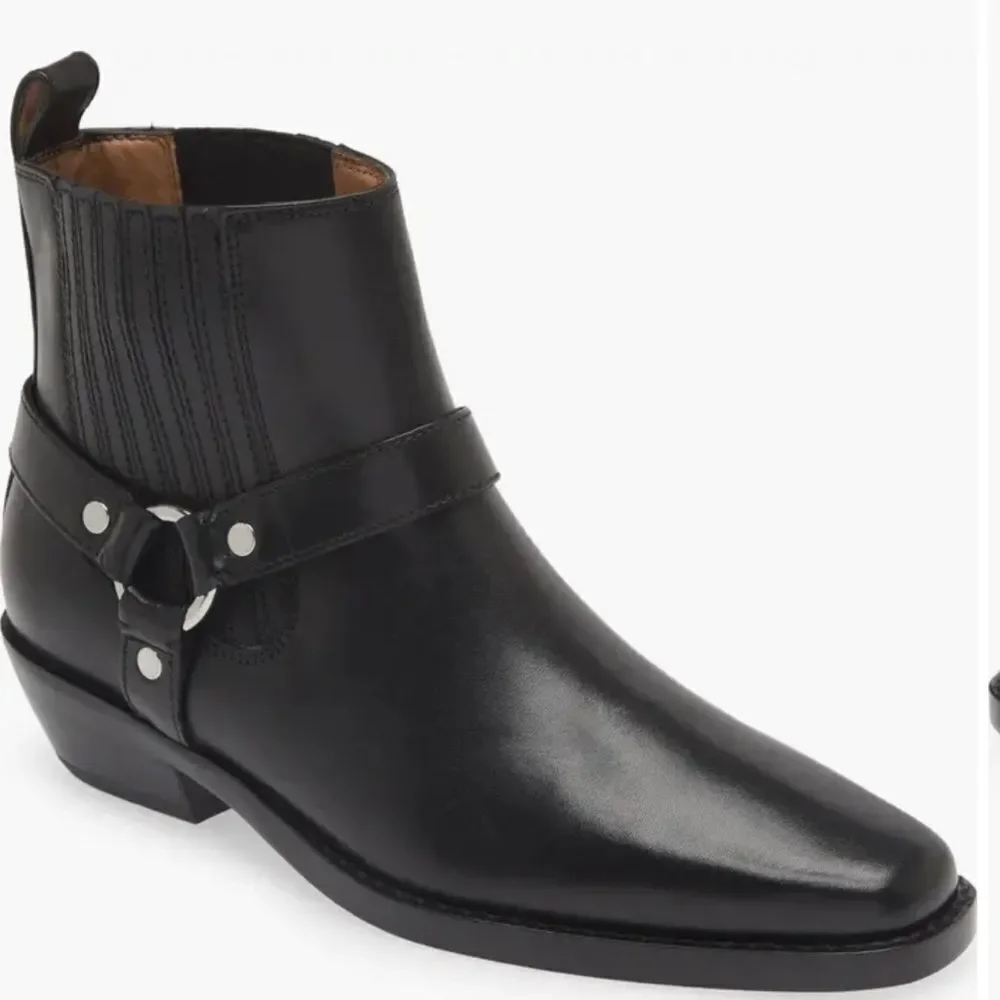 Madewell The Santiago Western Black Leather Ankle Boot US 11